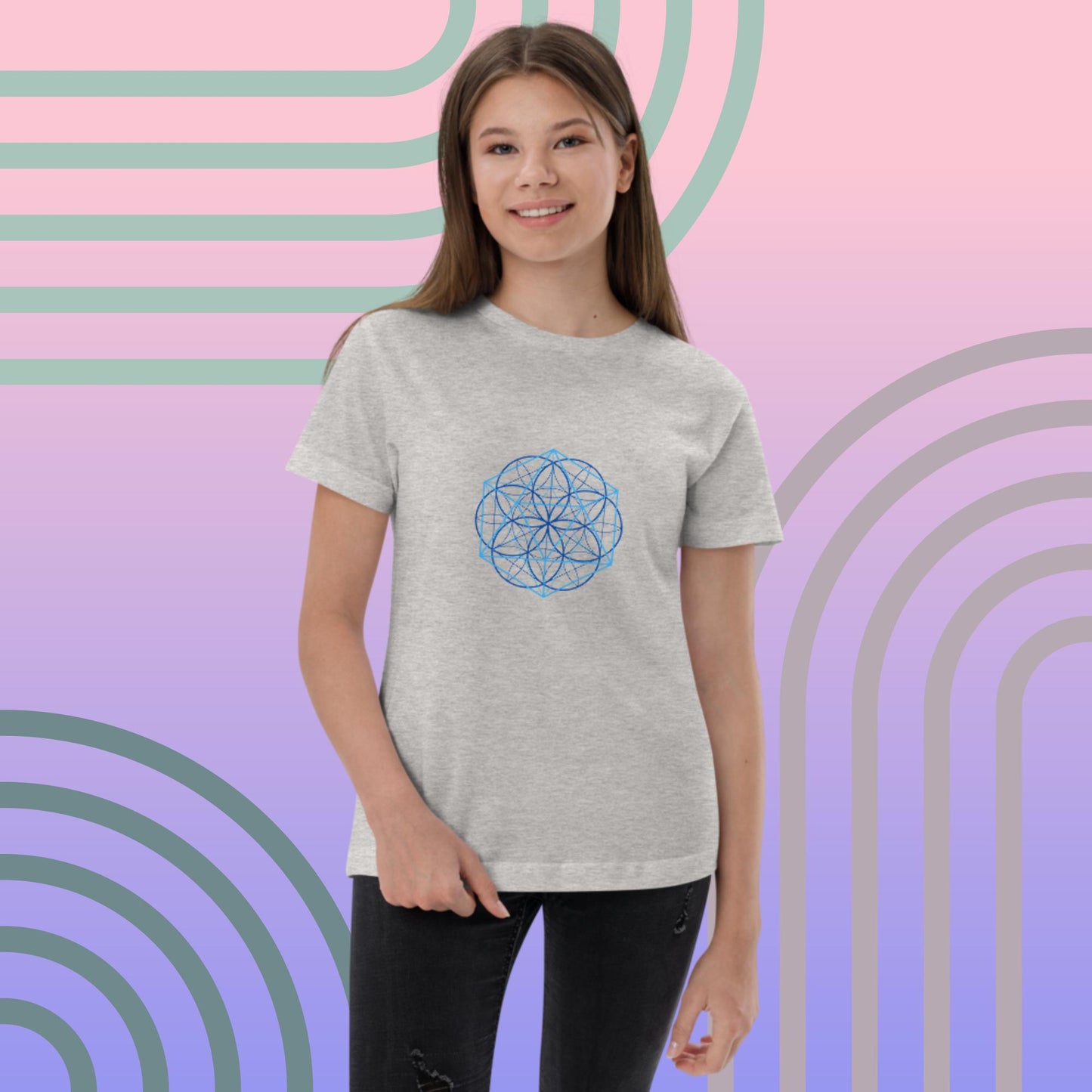 Youth jersey t-shirt with Sacred Geometry Pattern