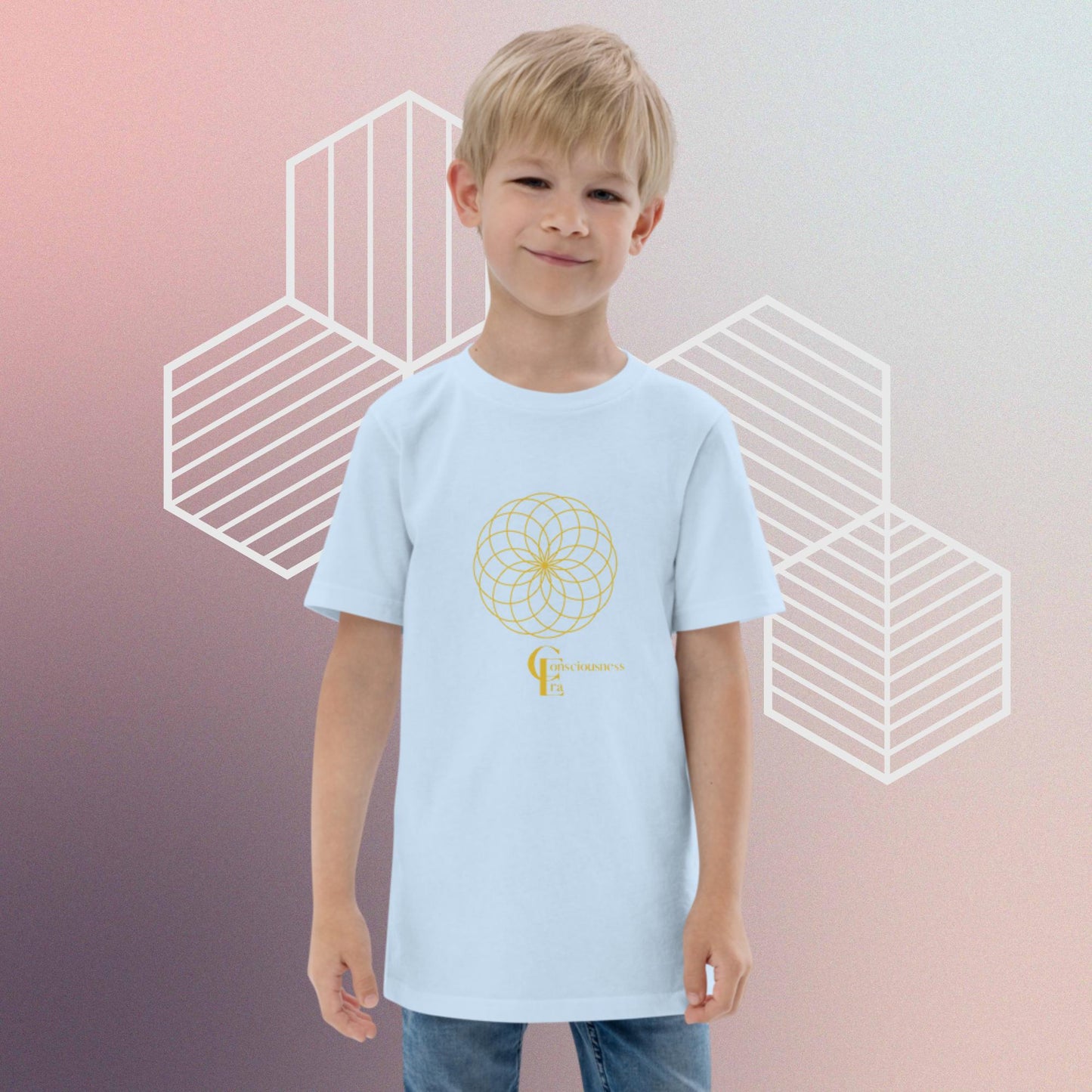 Golden Flower of Life youth jersey t-shirt for Boy's and Girl's