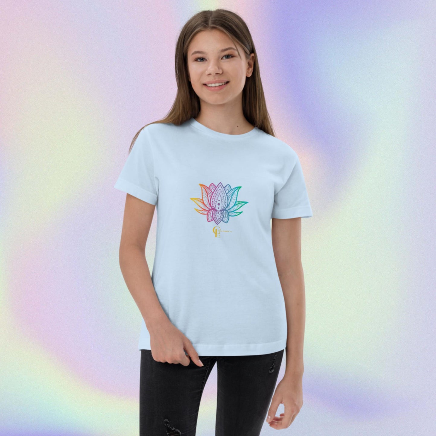 T-shirt for Girls with Rainbow Lotus Flower