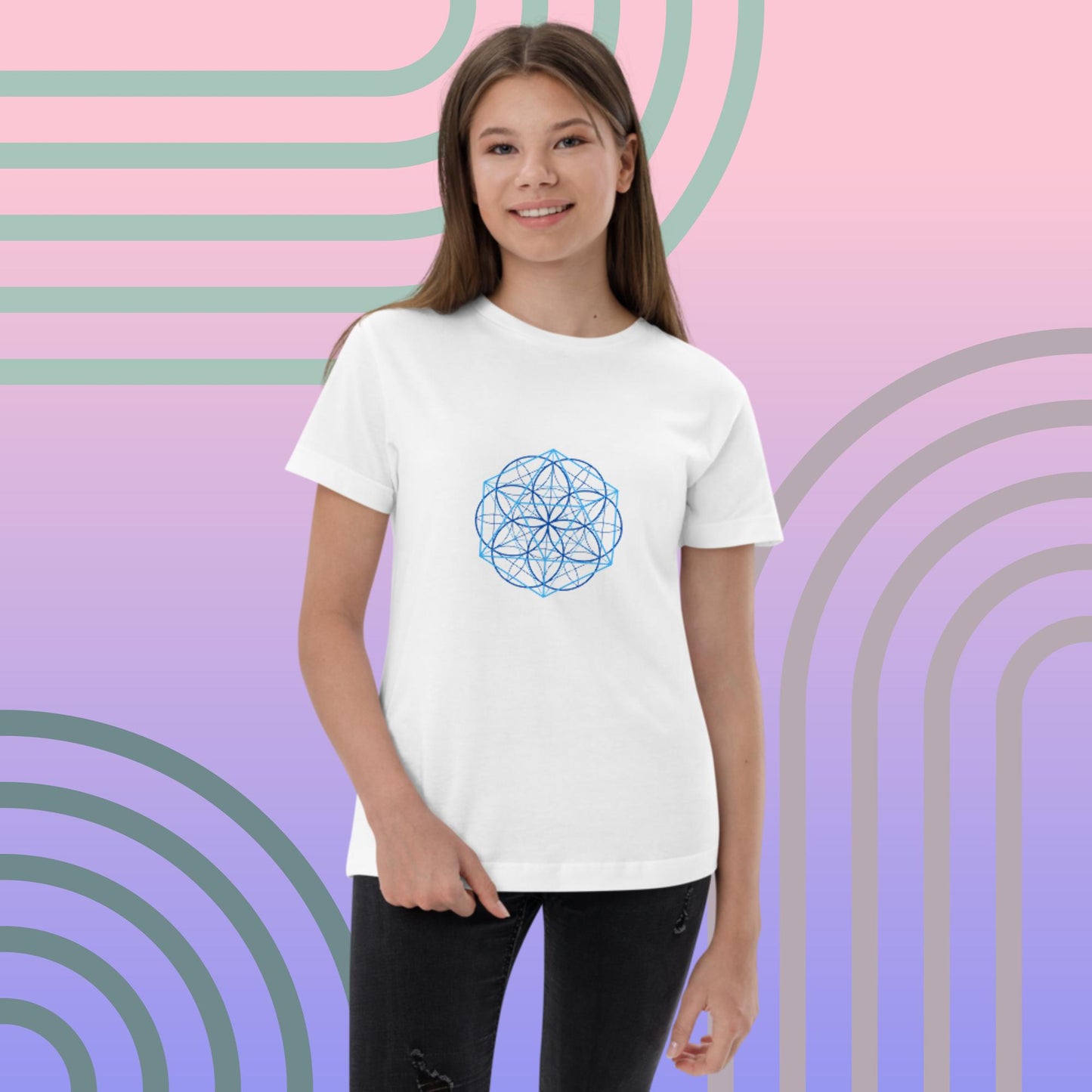 Youth jersey t-shirt with Sacred Geometry Pattern