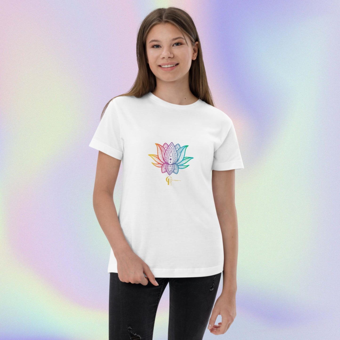 T-shirt for Girls with Rainbow Lotus Flower