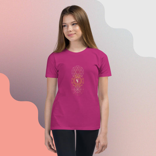 T-Shirt with Sacred Geometry and Sri Yantra Symbol for Girl's and Boy's