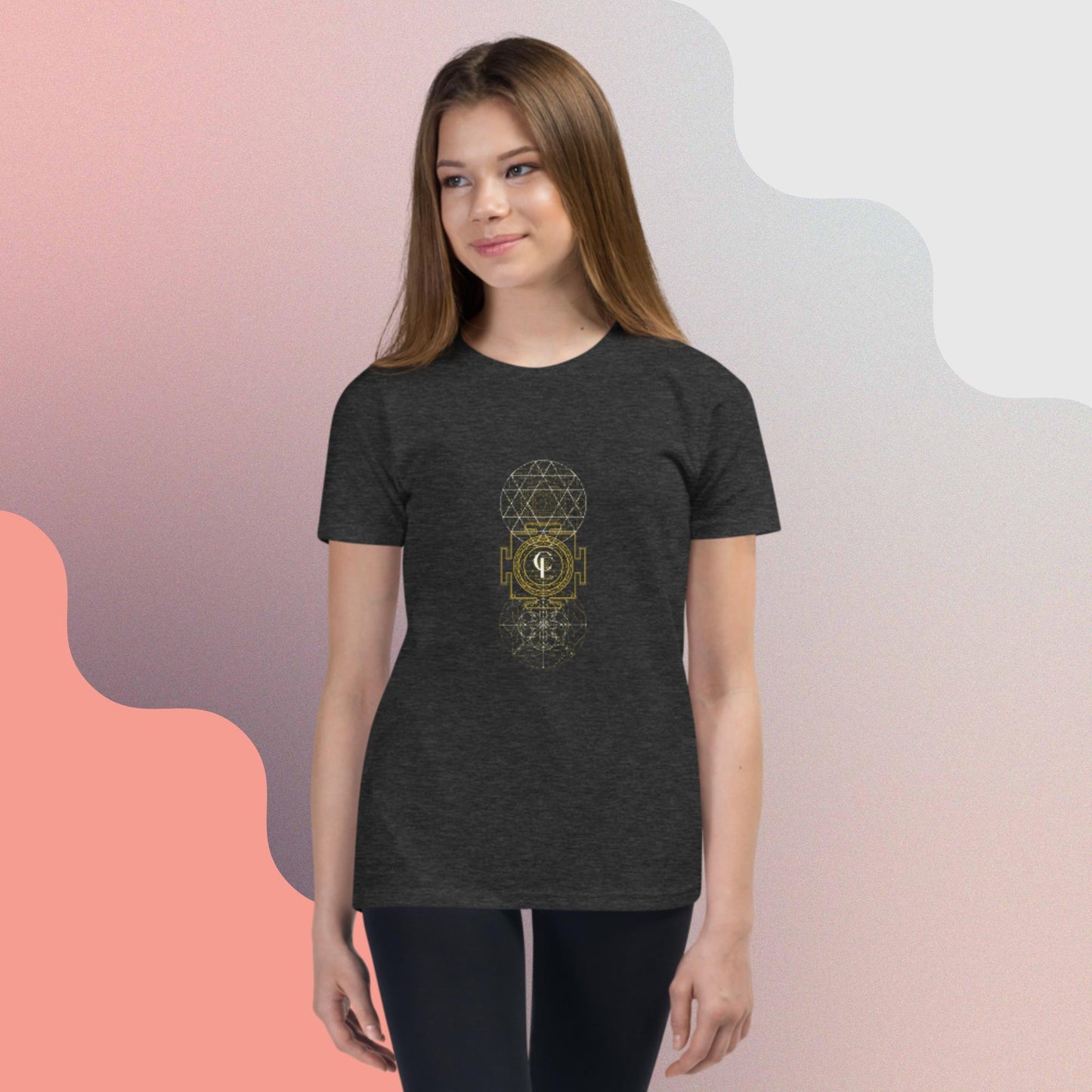 T-Shirt with Sacred Geometry and Sri Yantra Symbol for Girl's and Boy's