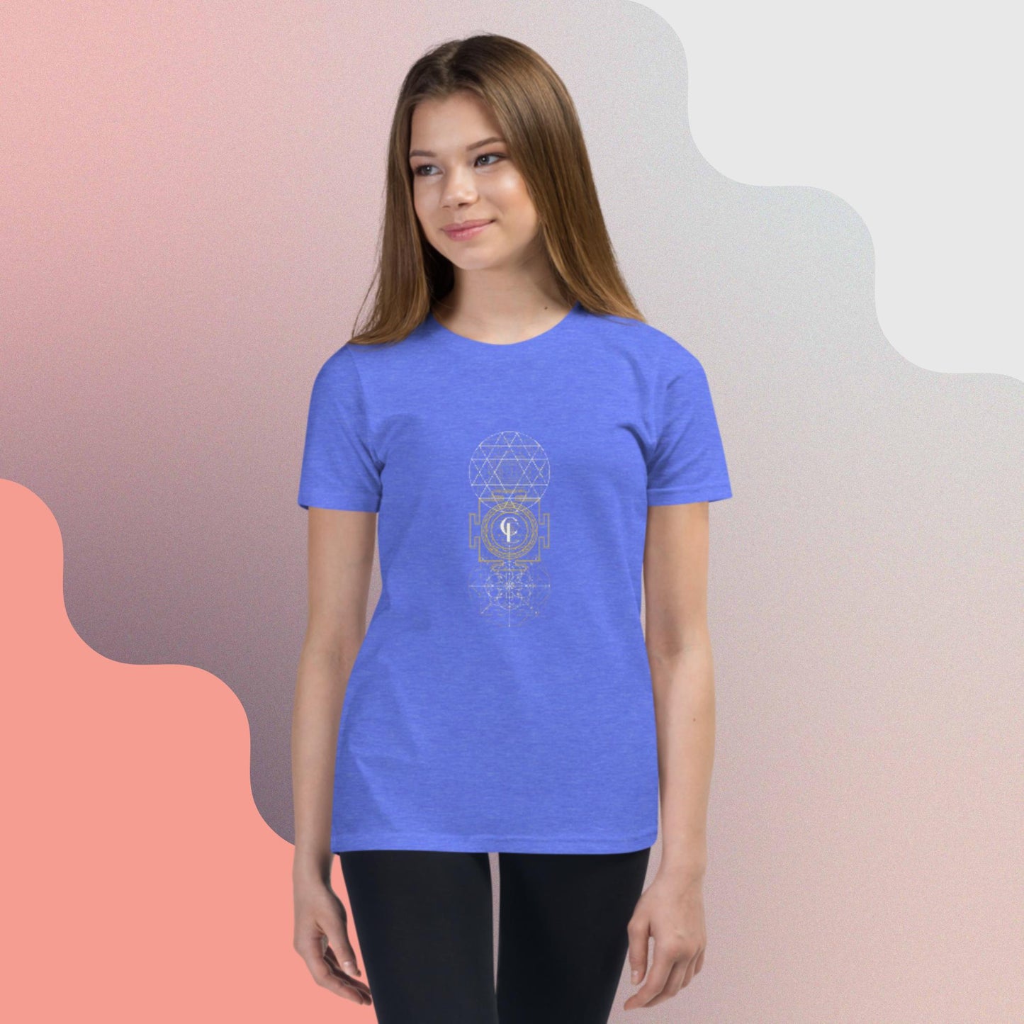 T-Shirt with Sacred Geometry and Sri Yantra Symbol for Girl's and Boy's